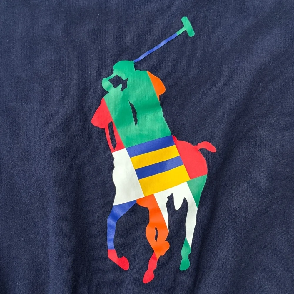 Polo Ralph Lauren Girls Navy Blue Cotton Jersey Pony Romper Girls M 8-10 - Picture 3 of 8